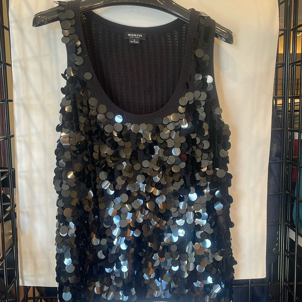 Worth tank with sequins front. Sweater knit back. Size small. Worn once. Fun!